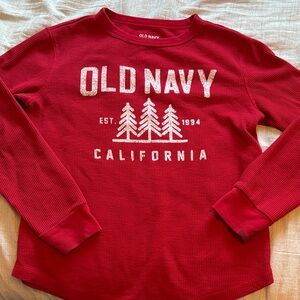 Old Navy Red Waffle-Knit California Graphic Long Sleeve Top Boys Size Large